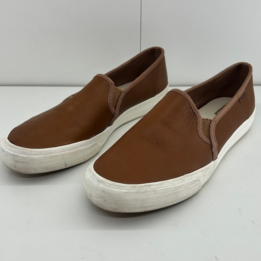 Keds Slip On Sneakers Women's Size 10 Brown Leather Casual Shoes